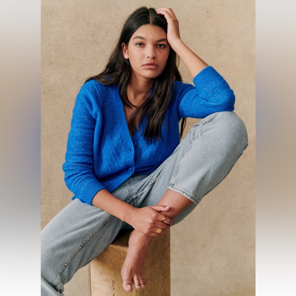 Sézane Eya Cardigan - Blue Sezane Cardigan Size Small
